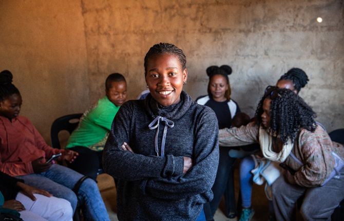 Noncedo Khumalo with some of the young women she used to support with HIV prevention services through her organization, Young Heroes. 